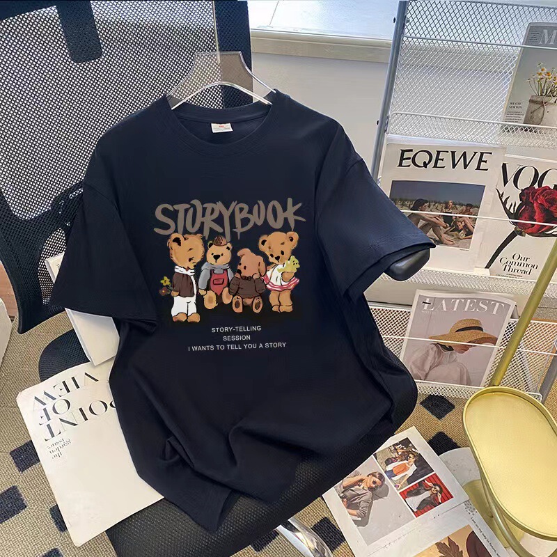 Xinjiang Combed Cotton Shoulder Short-sleeved T-shirt Women's Trendy Brand Loose Couple Half-sleeved Summer 2025 New Fashion Top