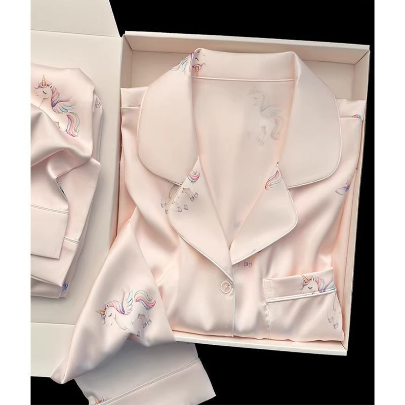 2026 Spring and Autumn New Women's Ice Silk Long Sleeve and Long Pants Two-Piece Set Rainbow Pegasus Thin Home Wear Set Suitable for Outerwear 2026 Spring and Autumn New Women's Ice Silk Long Sleeve and Long Pants Two-Piece Set Rainbow Pegasus Thin Home Wear Set Suitable for Outerwear