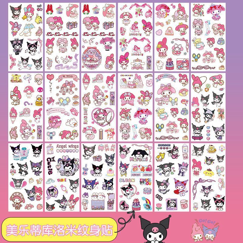 High-Looking New Popular Kuromi Capibara Melody Tattoo Stickers for Children Cartoon Capybara Waterproof Stickers