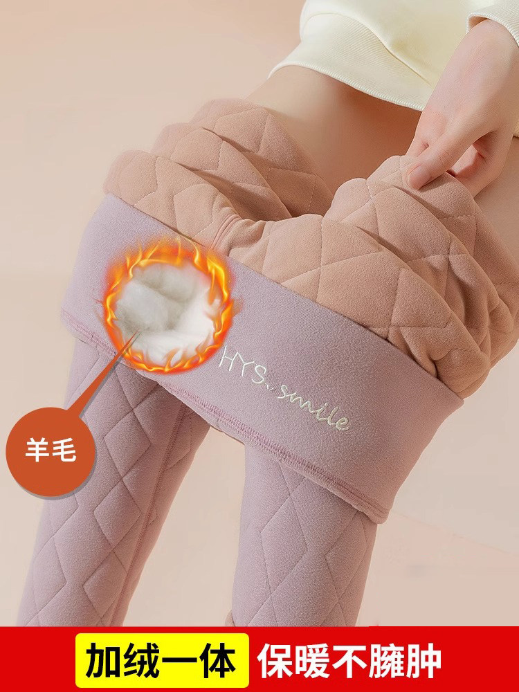 仅用于产品展示勿拍-羊毛保暖裤女冬季内穿高腰打底裤线裤绒裤加