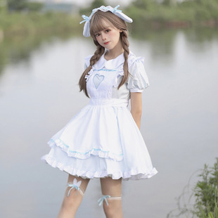 Original cross-border Amazon super cute hollow love rabbit maid Lolita COSPLAY costume large size