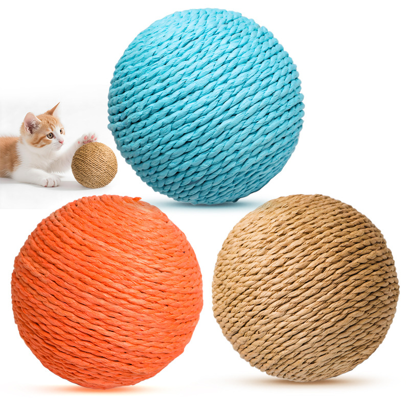 Bolas de juguete para gatos auto-hi, bolas de gesma súper grandes de 10 cm, bolas de cuerda de papel para morder, bolas de gato para evitar perder, juguetes para gatos