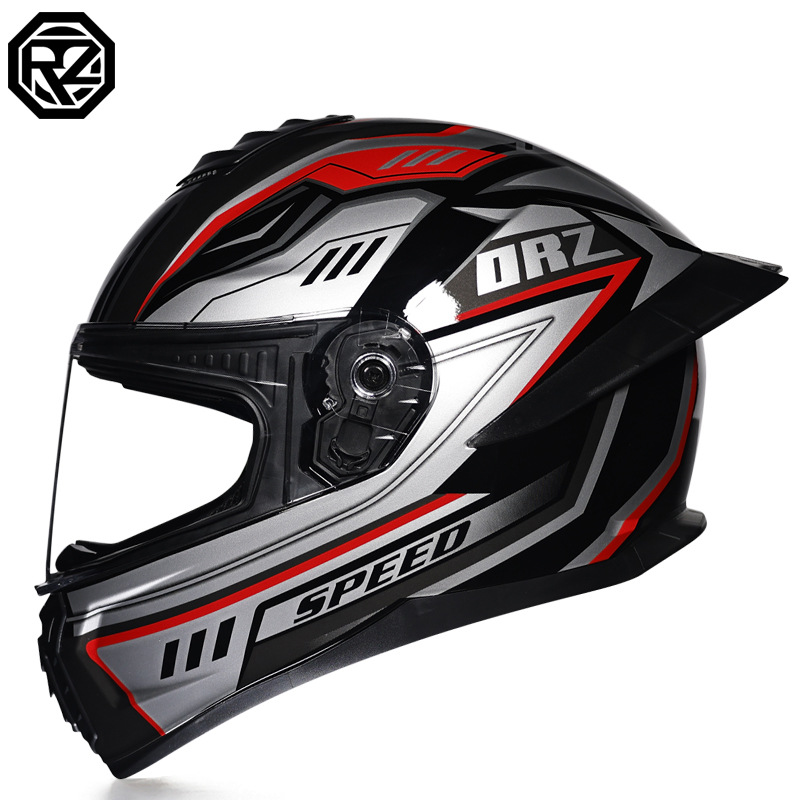 Casco de Motocicleta Certificado ORZ3c para Hombre y Mujer, Casco Integral de Doble Lente, Alerón Trasero Personalizado de Verano, Estilo Semi-Integral con Bluetooth