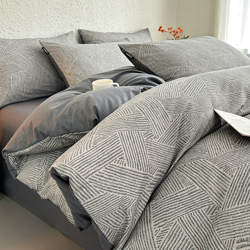 Algodón simple de cuatro piezas de algodón 2025, nueva sábanas cubiertas de ropa de cama dormitorio tres piezas