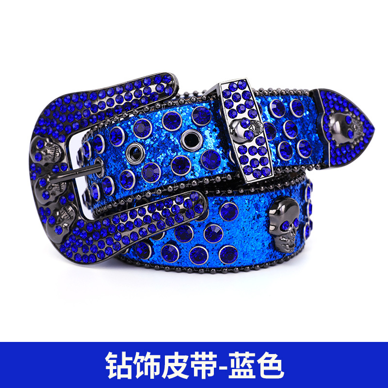 Cinturón de cabeza fantasma de diamantes de imitación Explosión transfronteriza Calavera de diamantes de imitación Cinturón de estilo punk