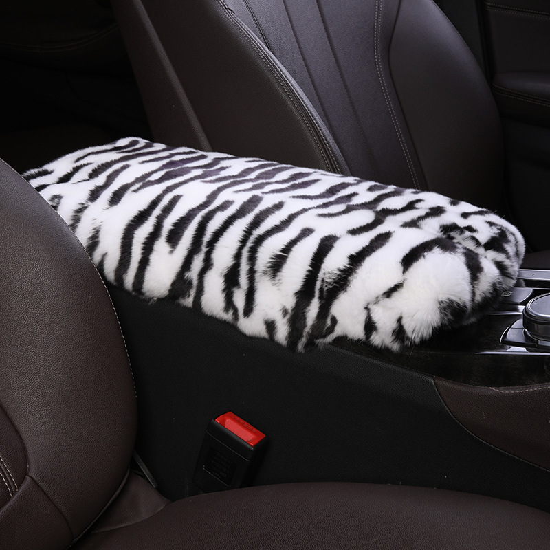 Universal – Rex Rabbit Fur Armrest box pad - white-tiger-pattern-high-quality-whole-rex-rabbit-skin