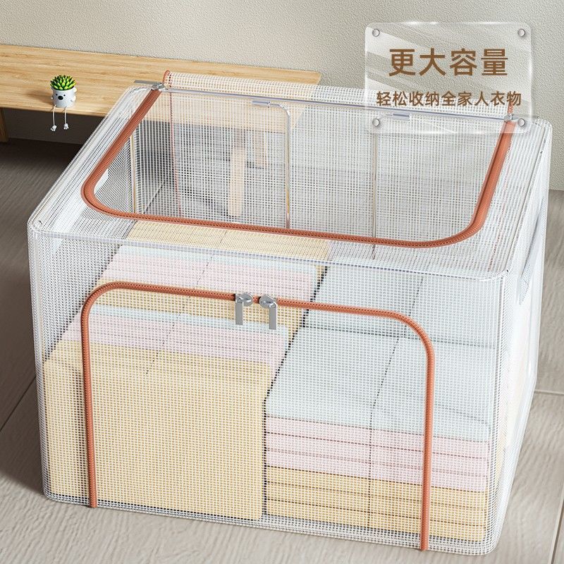 家族の大容量透明 PVC 収納肥厚防水視覚ポータブル折りたたみワードローブ整理移動収納ボックス|undefined