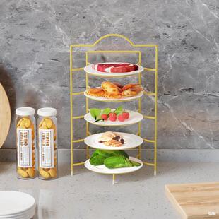 Kitchen Multi-Functional Side Dish Plate Multi-Layer Food Preparation Rack Food Preparation Plate Wall-Mounted Storage Rack Household Dish Plate Rack