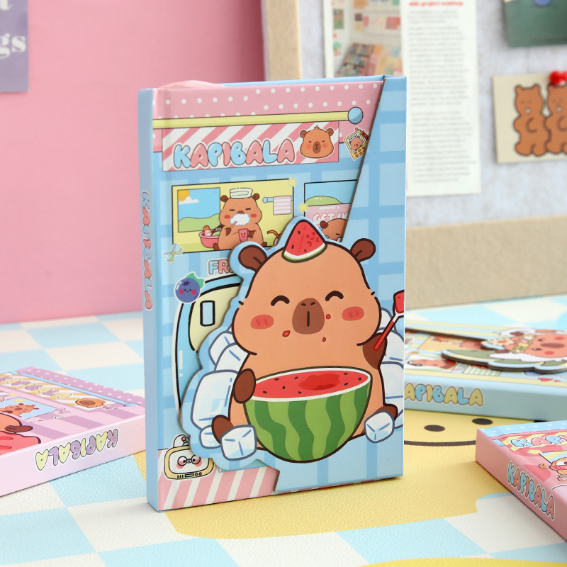 Capibara cuaderno magnético A6 caja dura cubierta dura cuaderno de notas adorable estudiantes de primaria aprendiendo papelería al por mayor