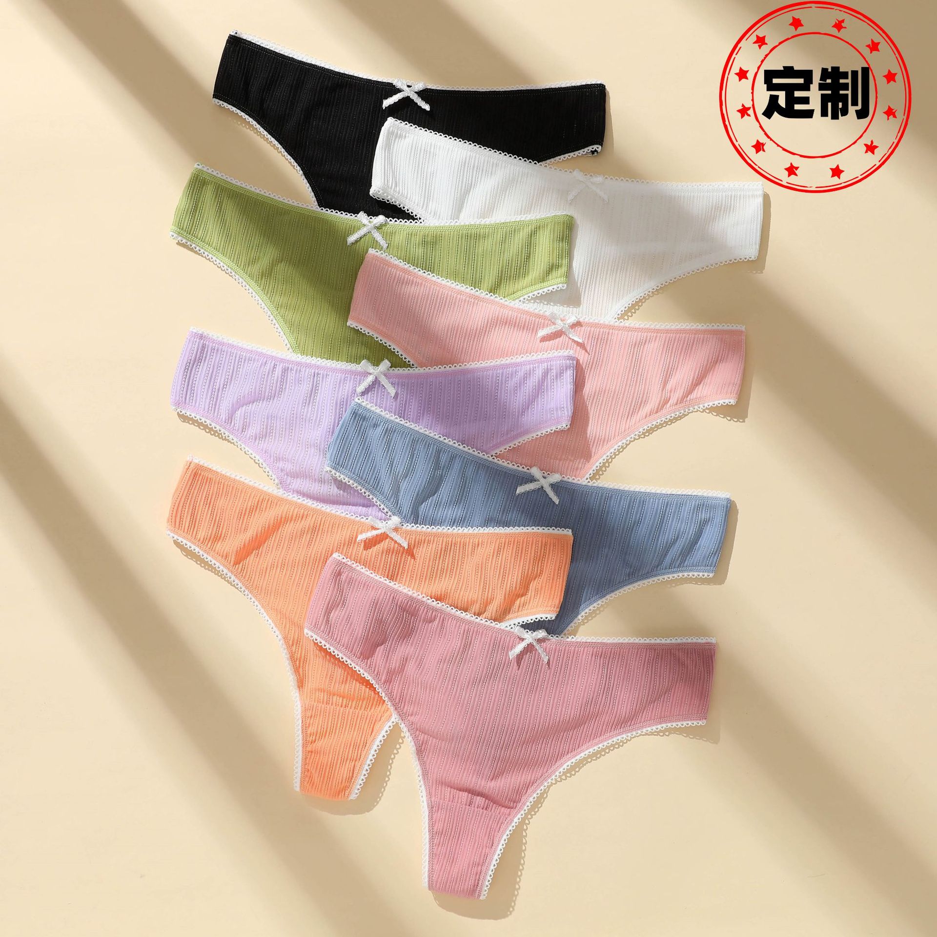 Nuevo producto poliéster transpirable patrón de Barbie bragas en tanga encaje de niña vientre tanga de cintura baja media procesamiento personalizado femenino