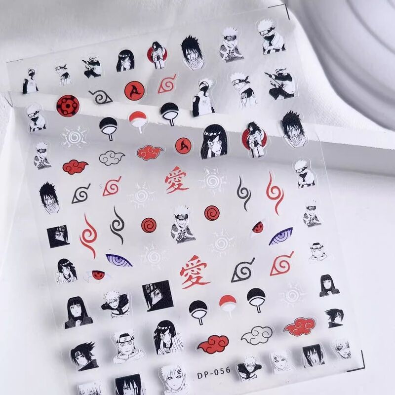 New Japanese-style anime nail art stickers with Naruto designs, featuring a love couple's bond, co-branded series decorative stickers