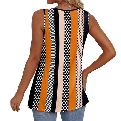 Eurasian Cross-Border 2025 Amazon Independent Station Summer Flowing Lotus Edge Print Women's Elegant Sleeveless Tank Top