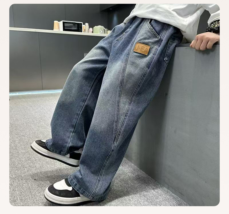 Vaqueros de pierna ancha para niño pantalón denim corte recto_voghion.com