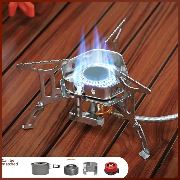 Outdoor Thickened Windproof Hearth Outdoor Camping Gas Stove Split Portable Picnic Stove Self-driving Barbecue Cookware