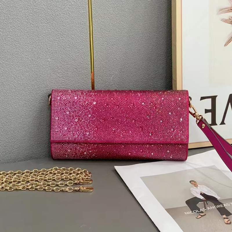 Korean Style Rhinestone Evening Bag, Diamond Clutch For Banquets And Formal Dresses, European And American Fashion Diamond Crossbody Small Square Bag For Women - Thumbnail 2
