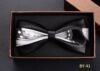 Cross -border fashion male trendy black leather tie bow business professional dress wedding leather collar flower creative bow knot