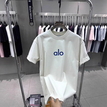 Alo夏季新款轻奢潮牌高街立体字母宽松短袖T恤男女同款同款情侣装