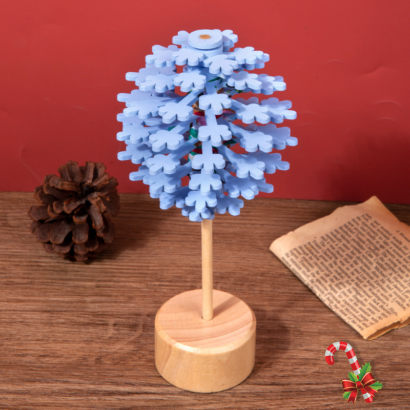 Montessori madera divertido tema de Navidad maquillaje facial Piruleta de doble cara giratoria espiral árbol descompresión educación temprana juguetes educativos