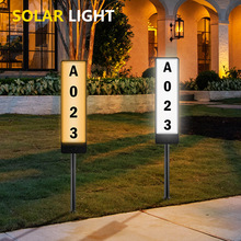 跨境新款太阳能地插门牌灯 数字双面发光LED灯号码户外地址指示灯
