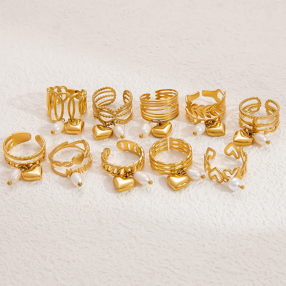 5g Weight Open Rings Classification One Size Ring Size 1 Piece Quantity Banquet, Tea Party Occasion 304 Stainless Steel Material Heart Shape Pattern Women's Gender Plating Design Lady Style Wholesale Jewelry Lady Heart Shape 304 Stainless Steel Plating Open Rings 无