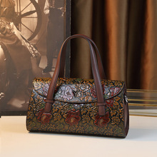 手提大包气质妈妈包潮轻奢大容量女包中年女士包包手拎文艺风花朵