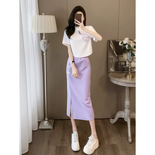 深圳南油欧货高级感新中式上衣+紫色半身裙女夏2024新款两件套潮