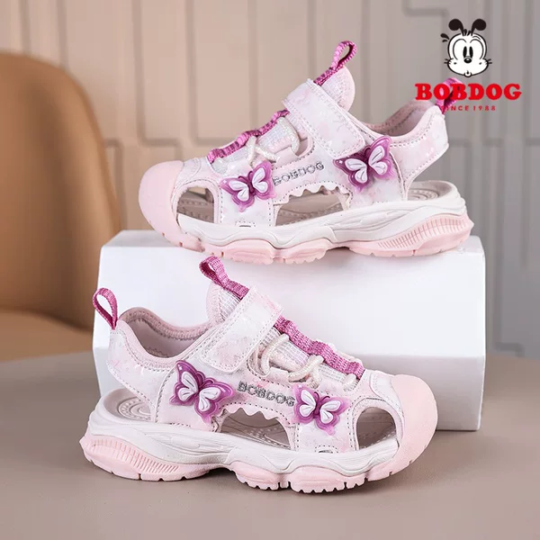 Babudou Children's Closed-Toe Sandals Princess Sandals Summer New Comfortable Hollow Non-Slip Girls' Breathable Beach Shoes