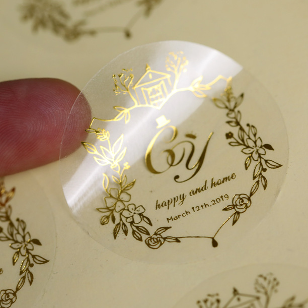 透明烫银不干胶贴纸印制透明龙金色银色瓶贴封口贴背胶标签