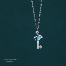 s925纯银月光石星球钥匙项链日韩简约冷淡风时尚高级感锁骨链批发