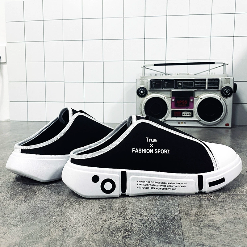 2022 летние новые полутапочки, Мужская модная повседневная обувь для досок, обувь из дышащей ткани, ленивая модная обувь без шнуровки с низким вырезом