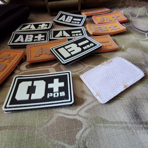 Multi-color blood type stamp PVC rubber badge tactical helmet Velcro first aid blood type strip personalized patch