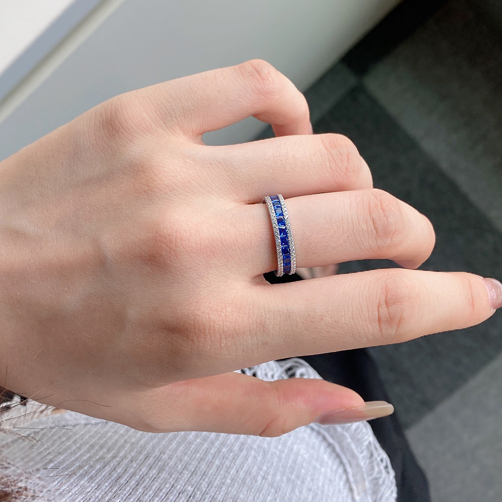 Luxurious Geometric Sterling Silver Plating Zircon Rings