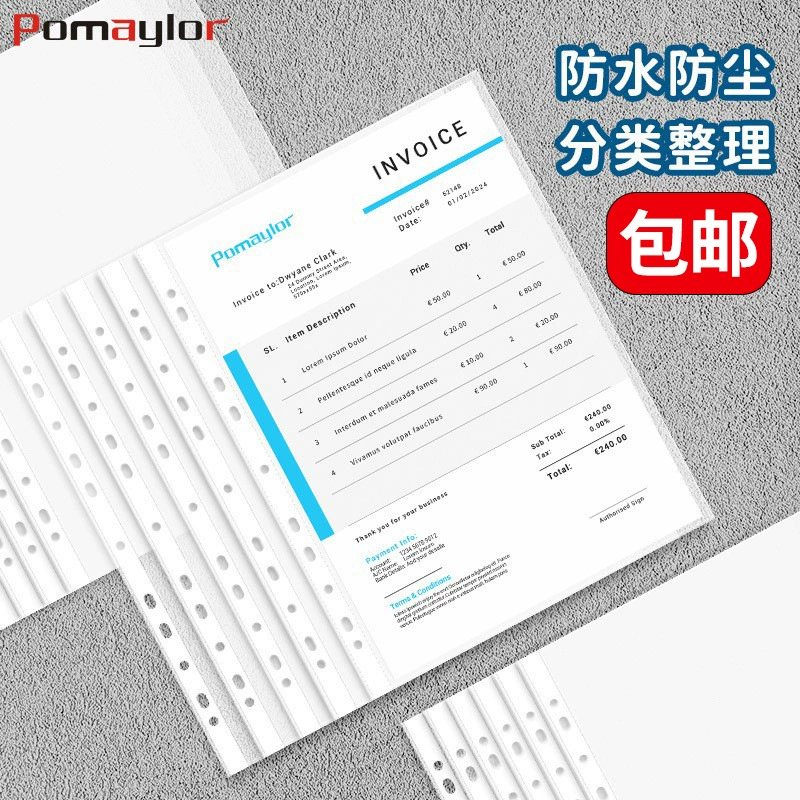 Plastic transparent folder for folders, set for documents