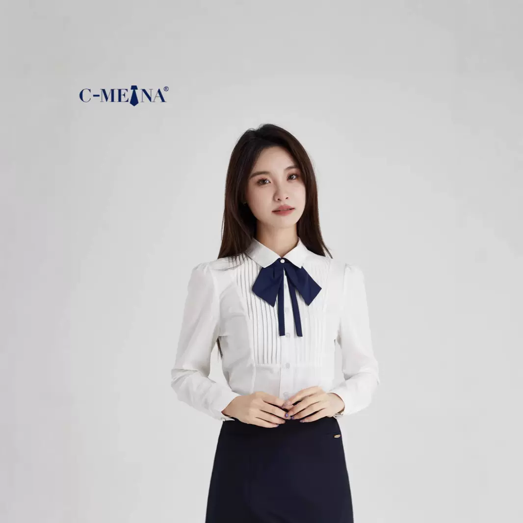 美娜夏新款女装女式衬衫女长袖气质通勤修身时尚白衬衫女高级感