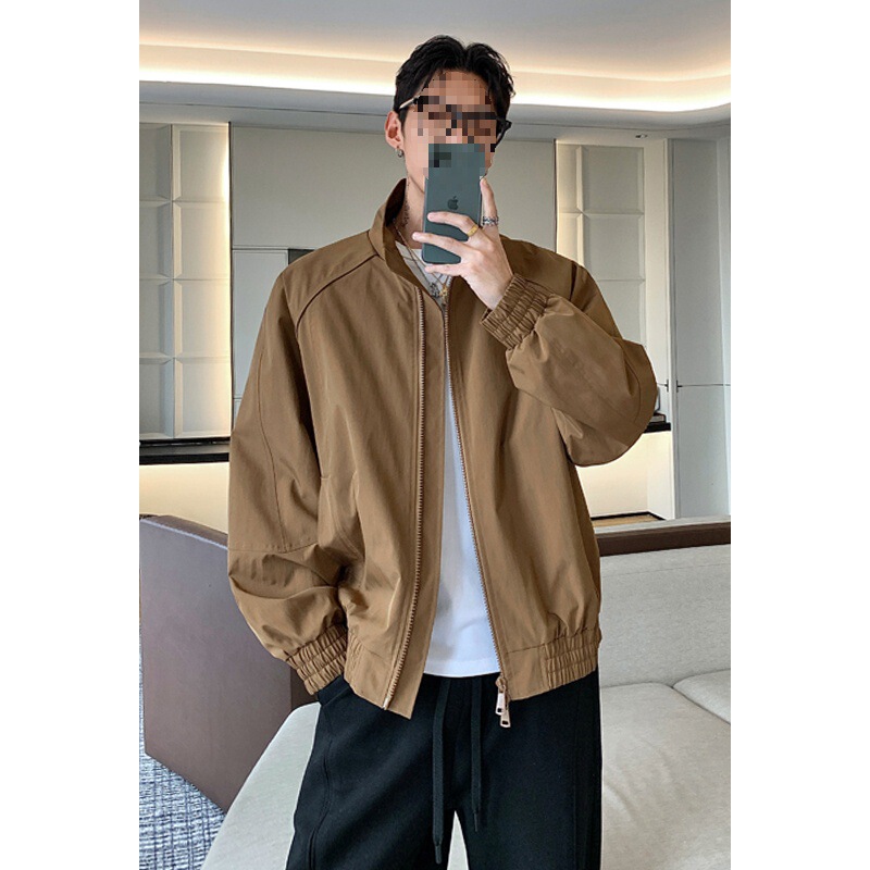 Men's Jacket Spring and Autumn 2026 New Casual Cardigan Top Trendy Brand Double Zipper Loose Plus Size Outerwear