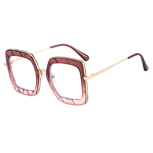TR90 Anti-Blue Light Square Large Frame Glasses Frame  New European and American Flat Mirrors Plain Street Photography Glasses Frame Cross-Border