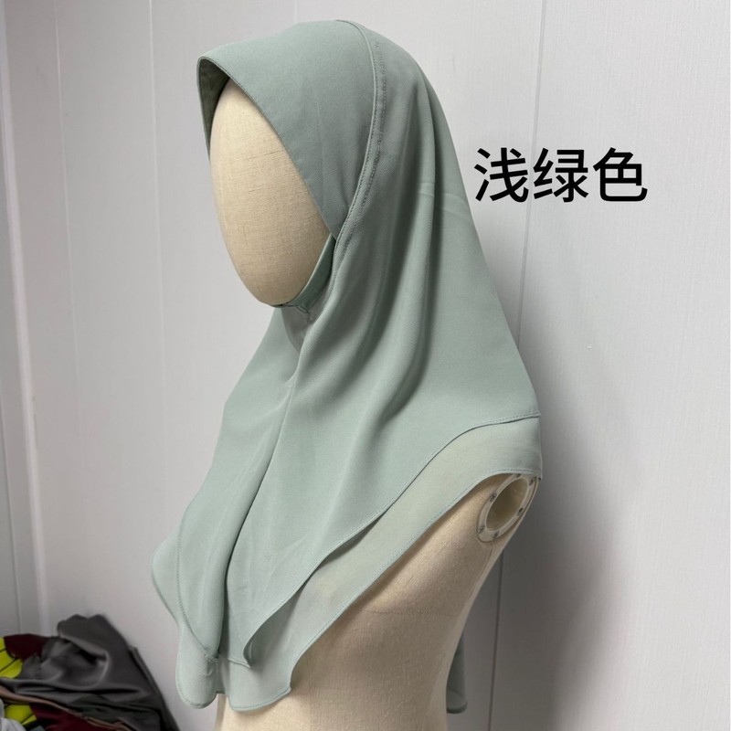 新款双层雪纺头巾燕尾款女士纱巾单色民族盖头百搭绕巾长巾W009|undefined
