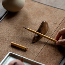 0柴棕釉山形搁置山峦茶枕陶瓷茶搁茶针搁架桌面摆件功夫茶具笔架