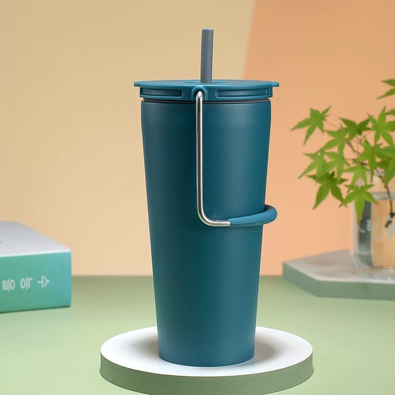 Transfronterizo exclusivo Americano portátil Taza de paja portátil de acero inoxidable del coche de Vacío Termo taza de café taza