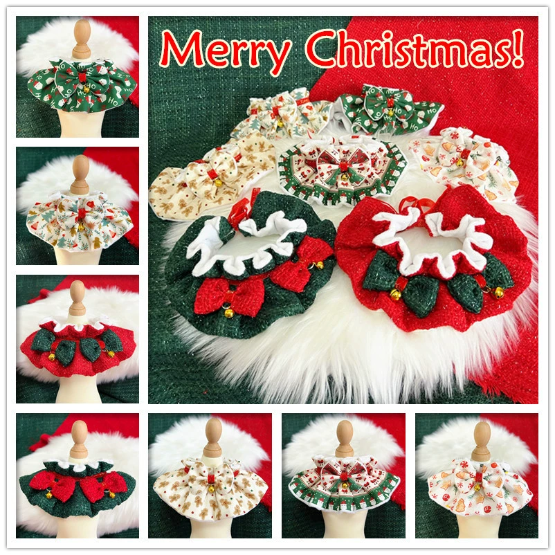 Домашние животные Рождественский галстук-бабочка Кошка Рождественский нагрудник шарф