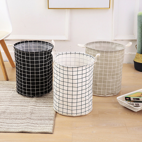 Household dirty laundry basket foldable waterproof dirty laundry drum dirty clothes storage basket cotton linen laundry basket toy storage bucket bag
