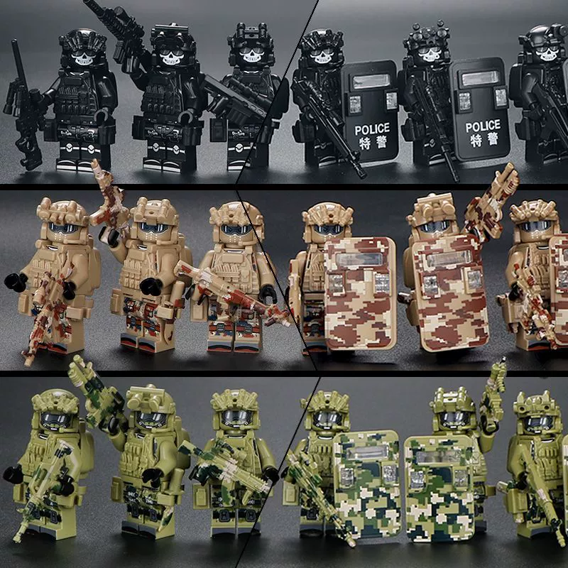 Lego, современные минифигурки, конструктор, солдат, оружие, оптом