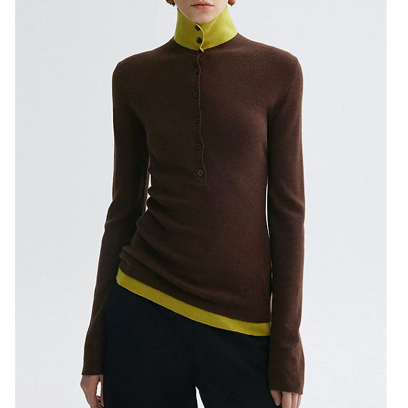 | Autumn Color Palette/Vintage Color-Block Fake Two-Piece Knit Sweater/Women's Base Layer Top | Autumn Color Palette/Vintage Color-Block Fake Two-Piece Knit Sweater/Women's Base Layer Top