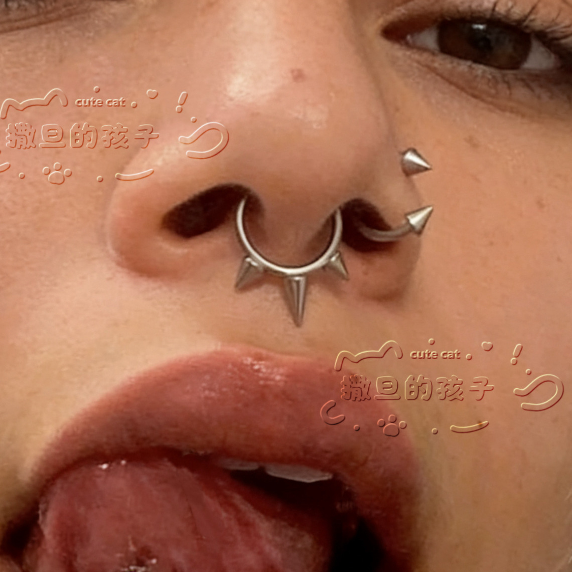Pointed labret stud close-up product detail