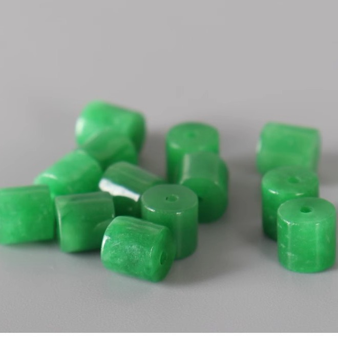 翡翠處理干青鐵龍生桶珠子串珠隔珠配飾圓柱直管配件玉石飾品批發