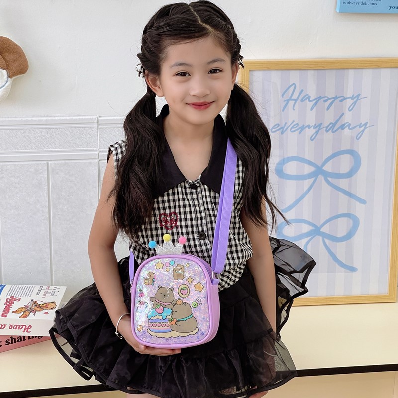 Nuevo bolso para niños, lindo y divertido Kapibala, bolso de hombro para niños y niñas, bolso de mensajero para bebé con estampado de estilo occidental lindo de dibujos animados