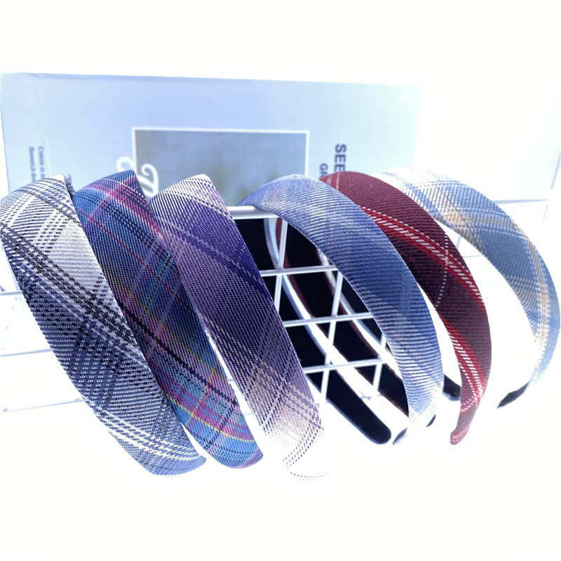 Tela de estilo coreano Plaid parche de cuero ensanchado diadema hebilla de cabeza dos yuanes tienda accesorios para el cabello accesorios para la cabeza SUMINISTRO DE puesto