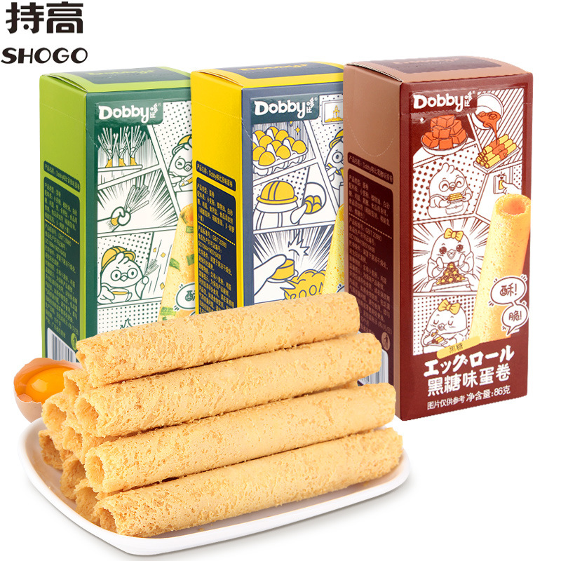 Dobby哆比蛋卷酥脆香葱黑糖味86g老式手工鸡蛋卷休闲零食品下午茶|ms