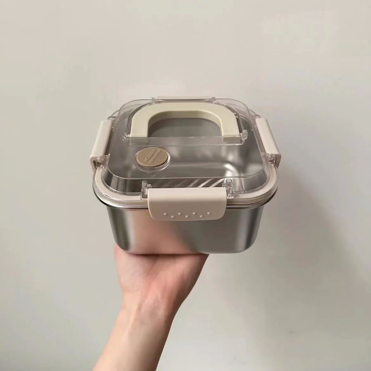 Contenitore per alimenti in acciaio inossidabile di alta qualità - Extra spesso e ermetico (grande capacità, per uso in frigorifero e all'aperto)_voghion.com