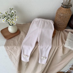 Baby Pants 2024 Spring Collection: Girls' & Kids' Striped Leggings – Sweet, High-Elastic A-Grade Long Trousers for 0-3 Year Olds